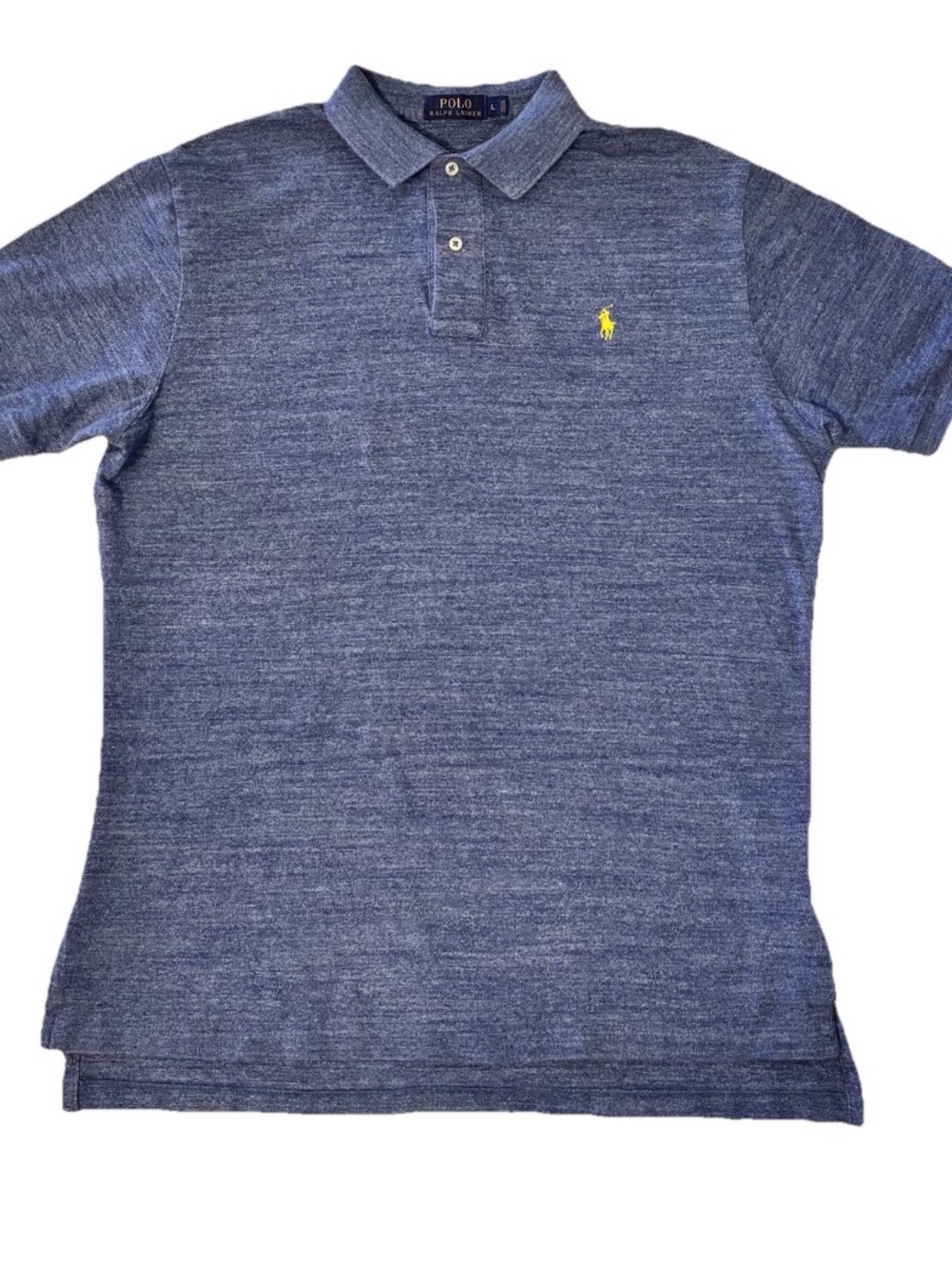 Polo Ralph Lauren Textured Heathered Blue Polo Size Large - Picture 3 of 5